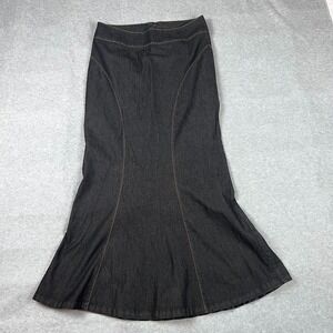 Bisou Bisou Michele Bohot Dark Wash Denim Maxi Skirt Size 8